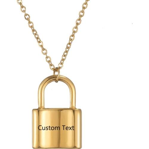 Custom Name Necklace Lock Chain Necklace Women Stainless Steel Choker Pendant Simple Rock Statement Necklace Girls Jewelry
