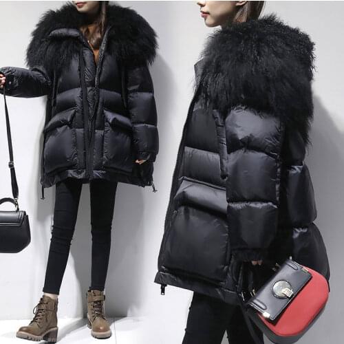 Natural Mongolia Sheep Fur Winter Down Coat Women Oversize White Duck Down Jacket Female Thicken Warm Long Streetwear Parkas 830