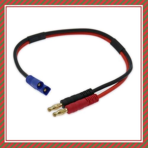 RCAWD 1PCS 300mm Male Ec3 Plug And 24K Gold-Plated Male 4.0 Banana Silicone Cable 14awg For Lipo Battery Charger XC0014 RCAWD