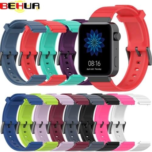 BEHUA Silicone Watchband 18mm Straps For Xiaomi Mi Watch Bracelet 18mm Band Sport Adjustable Correa Accessories Wristband Belt