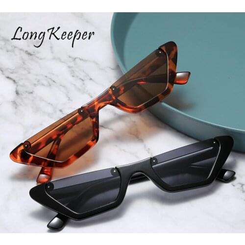 Longkeeper Half Frame Sunglasses Fashion Cat Eye Sunglasses Women Brand Designer Steampunk Half Rim Glasses Trend Gafas De Sol