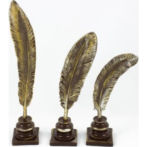 Home Decoration Decorative Whopping Feather Trinket Black-Gold Home Office Ornament New Stylish Custom Design Vintage Gift