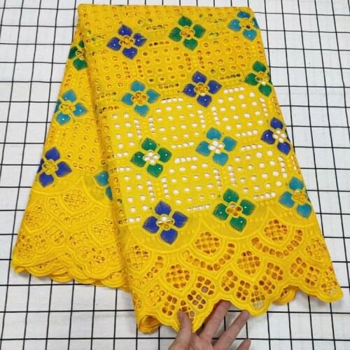 High Quality African Nigerian Tulle Lace Fabric Swiss Voile Lace Wedding 2.5yards Embroidery Dress 100% Cotton Fabric