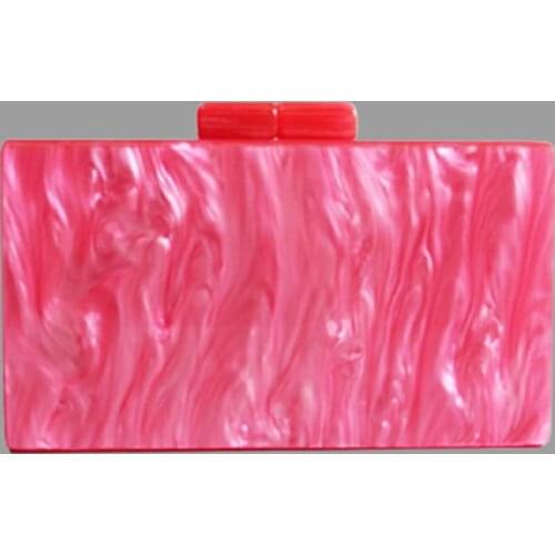 Hot pink Fuchsia Acrylic Clasp Mirror Inside Women Day Clutches Brand Evening Party Wedding Travel Acrylic Box Clutches Wallet