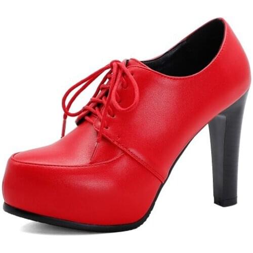 BLXQPYT Zapatos De Mujer 2021 Ankle Boots Elegant Fashion Lace Up High Heels Wedding Shoes Womens Platform Heels Size 32-43 831