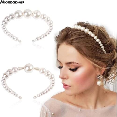 2020 New Fashion Women Elegant Full Pearls Hairbands Lady Headband Hair Hoops Holder Ornament Headwear Fashion Hair Accessories