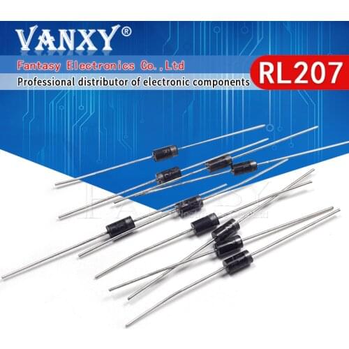 100pcs Rectifier Diode 2A 1000V DO-15 RL207