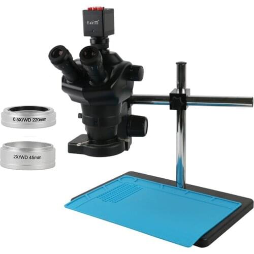 1080P HDMI VGA Industrial Video Camera 8X-50X Parfocal Simul-focal Trinocular Stereo Microscope 0.5X 2X Barlow Lens For Jewelry