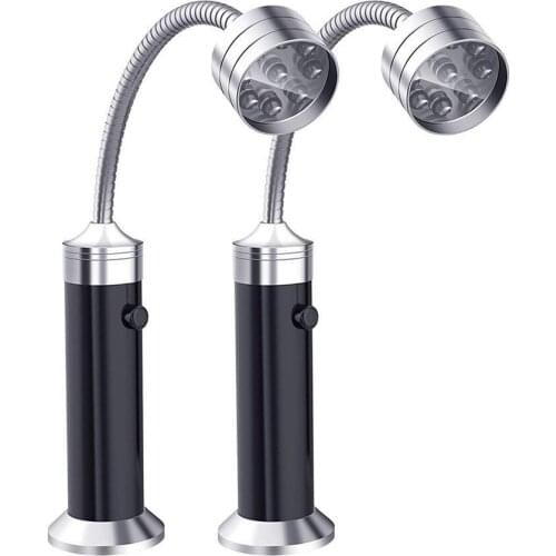 2 Pcs Barbecue Light Magnetic Base Super Bright 9 LEDs Lights Flexible Camping Resistant Working Lamp