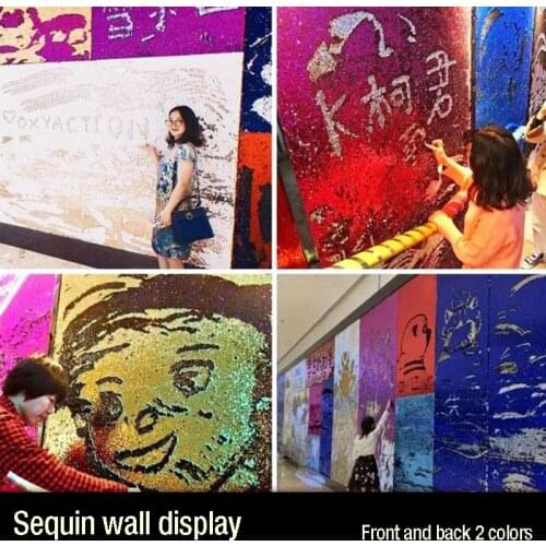 50x125cm Wedding Party Sequin 3D Wall Sticker Wall Cloth Letter Graffiti Wall Fish Scale Sequin Embroidered Fabric Net Red Wall