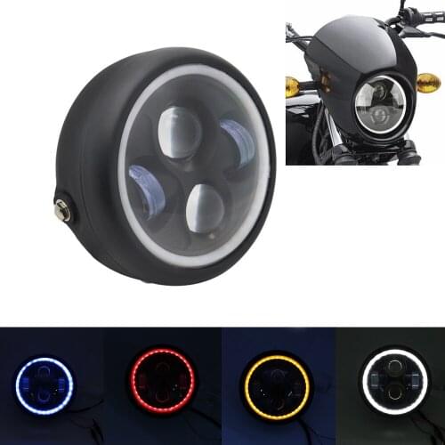 6.5inch Motorcycle Grill Headlight with Bracktes Motorbike Retro Headlights Motor Moto Scooter Vintage Front Light Round Lamp