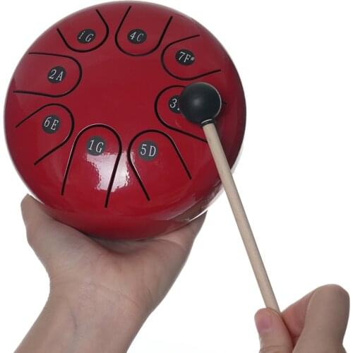 8 Tone 6 "Hand Pan Tongue Drum And Notes Stickers Gift for Boys Girls Red