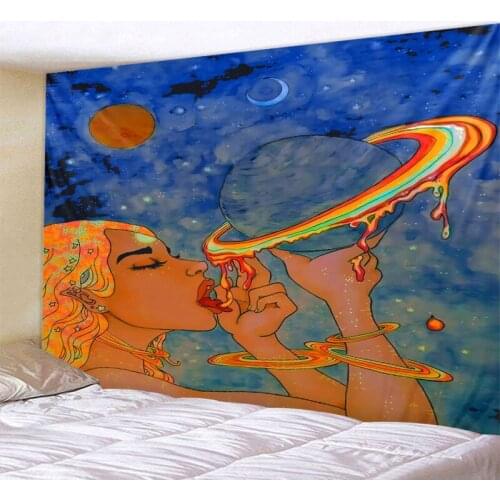 Abstract Art Painting Tapestry Character Elk Sun Moon Wall Decoration Cloth Personality Painting Bohemian Psychedelic Decoration