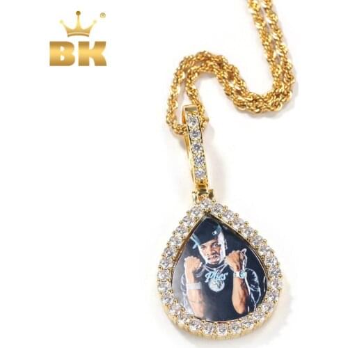The Bling King New Star Shape Christmas Memory Gifts Round Photo Pendant Necklace Gold Punk Style Jewelry Fashion