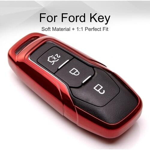 TPU Car Key Case Cover For Ford Mondeo MK4 MK5 Fusion Fiesta Focus Ranger Kuga C Max Galaxy Explorer S Max Mustang Keyring Chain