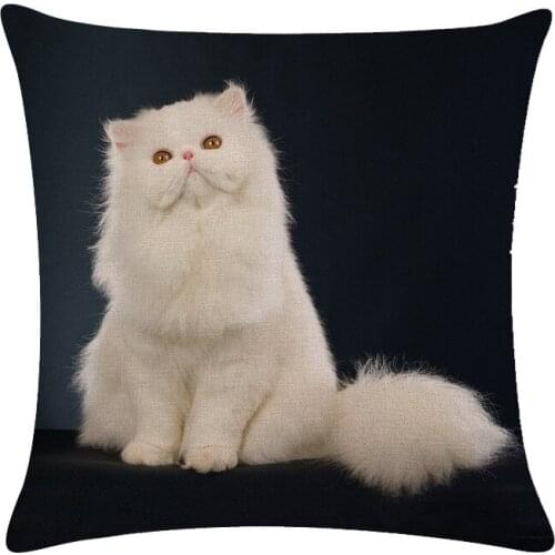 45x45cm Black Linen Cat Series Pillowcase Decorative Cushion Cover for Home Sofa Chair Car