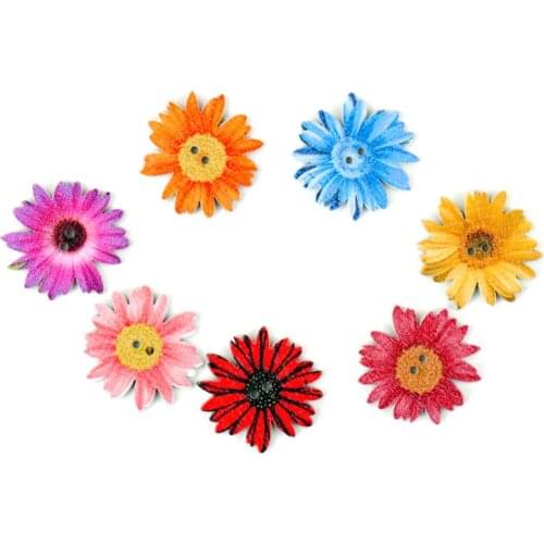 Mixed Flower Painted Buttons Wooden Scrapbooking Sewing Apparel Accessory Decoration Buttons DIY Crafts 20pcs 20-25mm