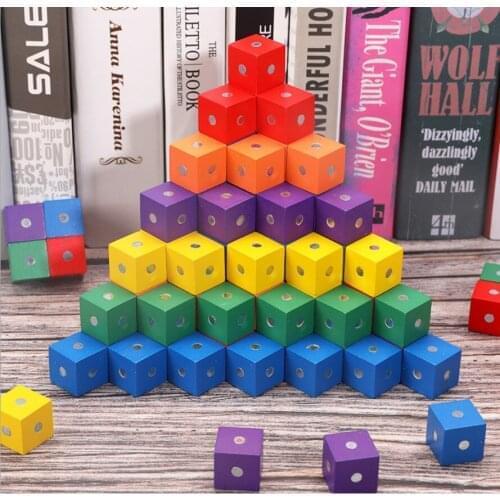 Wood Magnetic Cube 2*2*2cm Square Cube Rainbow Magnetic Blocks Wooden Toys for Kids Assembling Blocks Montessori Baby Toys