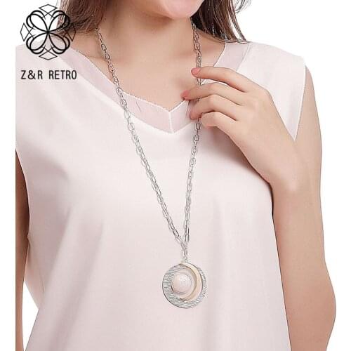 Long Chains Geometric Necklace with Big Bead 2021 Fashion Suspension Pendant Costume Jewelry for Women Kpop Unusual Accessories