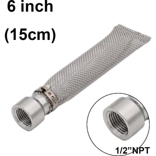 1/2"FPT Fitting 6"(15cm) Bazooka Screen Stainless Steel for Homebrew Beer Kettle or Mash Tun Hop Filter Screens