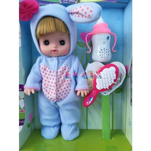 Simulation blinking doll toy baby feeding girl bebe reborn full vinyl doll 28cm talking baby doll toys