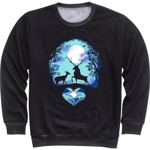 Joyonly 2018 Autumn Children Funny Printed Sweatshirt Boys Girls Wolf Panda Deer Design Lovely Black Hoodies Kids Casual Tops