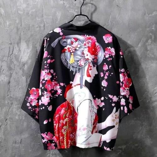 Kimono Women Summer Men Women Black Kimono Cardigan Japanese Print Cardigan Traditional Japanese Clothing Yukata Haori Ukiyoe