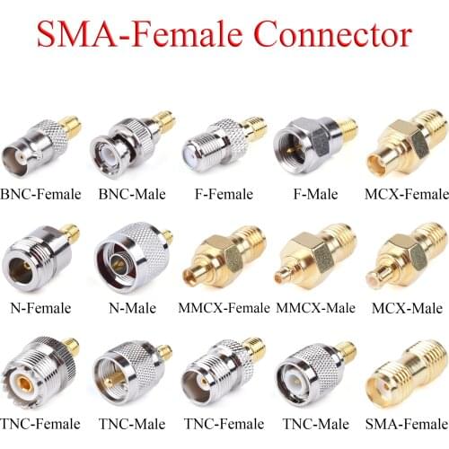 1Pcs RF Coaxial Connector SMA Female to BNC TNC MCX MMCX UHF N F Male Plug / Female Jack Adapter Use For TV Repeater Antenna