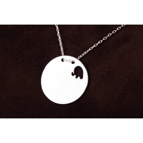 UM US JEWELRY Rhodium Plated Elephant Pattern 925 Sterling Silver Necklace