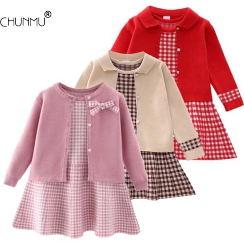 Baby Girls Winter Clothes Set Birthday Outfits Kids Girls Flower Knit Sweater + skirt Autumn Girl Clothing Set Children Costume