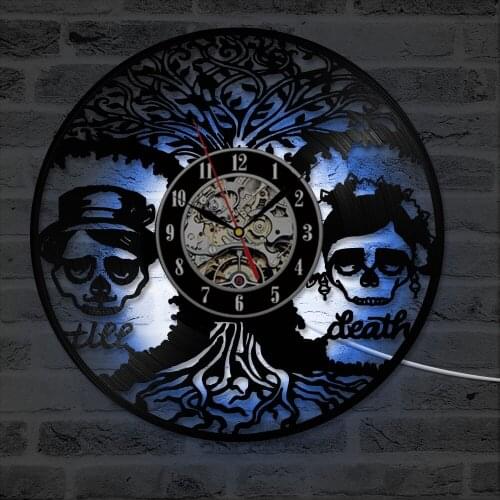 Creative Til Death Love Theme CD Record LED Wall Clock Gift Round Hollow Wall Art Vinyl Record Clock Antique Style Home Decor