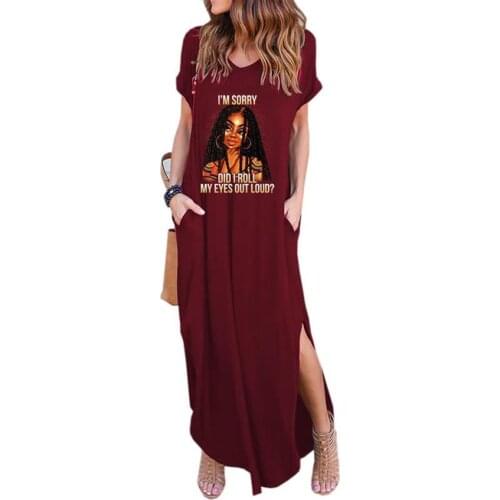 2021 Summer Womens Dress Africa I M Sorry Did I Roll My Eyes Out Loud Long Dress Casual Loose Pocket Maxi Dresses Oversized