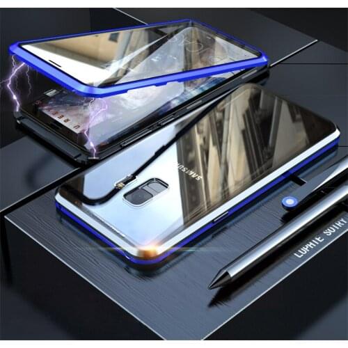 For Samsung Galaxy S9 Plus Magnetic Case Note 9 360 Front+Back double-sided 9H Tempered Glass Back Cover for Samsung S9 Plus S9