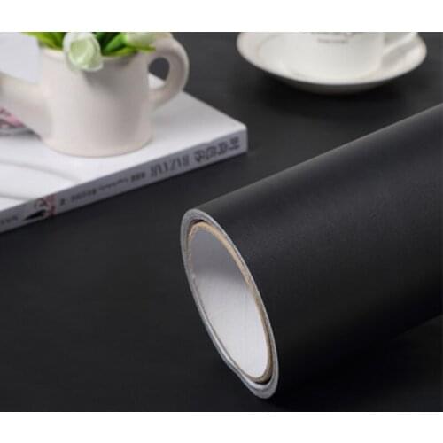 Matt Black Wallpaper in Roll for Bedroom Furnitures Renovation PVC Self Adhesive Wall Stickers Decorative Sticky Paper Decals