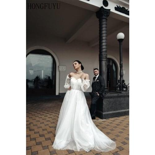 Sweet Evening dress 2021 Off Shoulder Long Sleeves Princess Party Dresses Crumpled Tulle A-Line Formal Evening Gowns