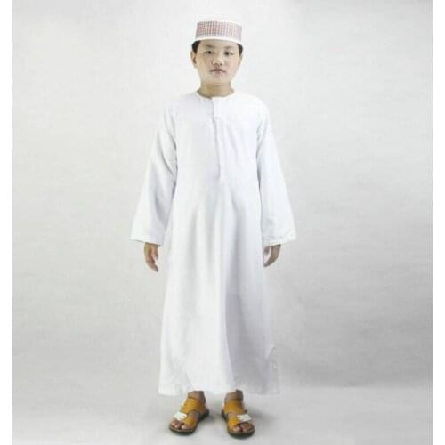6 Colors Abaya Boy Jubba Thobe Islamic Clothing Men Arabic O Neck Kaftan Muslim Dress Saudi Arab Dubai 3-14 Years Child Islam