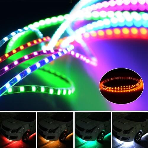 30cm Soft Decoration Styling Auto Led Bar Headlights Colorful Stick-on Car Interior Light Strip