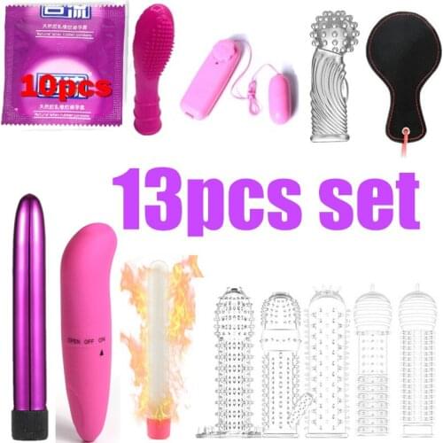 13pcs set Extensions condom Penis Sleeve Male Enlargement for Men Delay Spray Massager Cock Ring Cover Adult Sex Toys