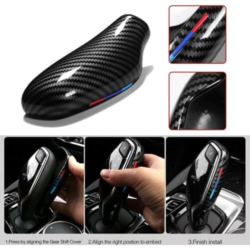 Fiber Gear Shift Knob Cover Trim Gear Shift Car Interior Accessories Gear Shift For BMW 5/7 Series X3/X4 G30 G31 G01 G02 Carbon