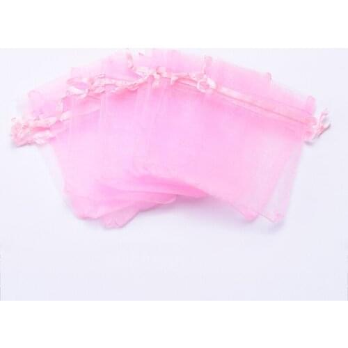 Wholesale 100pcs/lot Drawstring Organza Bags 7x9cm Light Pink Pouch Used to Favor Wedding Gift Jewelry Packaging Bags