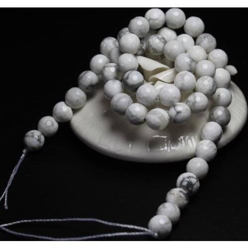 Wholesale AAA+ Faceted Faceted Howlite White Turquoises Natural Stone Beads For Jewelry Making DIY 4/ 6/8/10/12 mm Strand 15.5