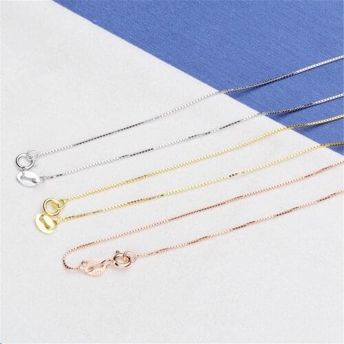 Promotion 925 Sterling Silver Necklaces Slim Thin Snake Chain For Woman 45cm Chain Necklace Silver/Gold/Rose Gold Color