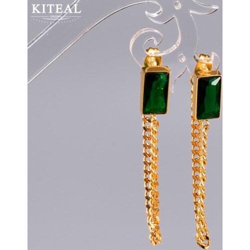 KITEAL couple gift silver plated Lady stud earrings Green, fringed women earrings Engagement Jewelry Accessories
