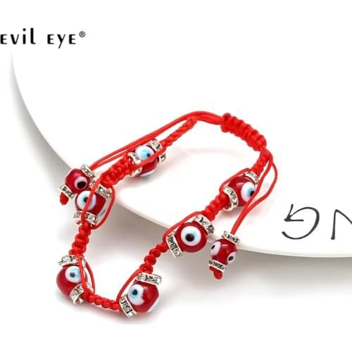 EVIL EYE Braided Bracelet Red Blue Rope Chain Multi Color Turkish Eye Bead Bracelet Adjustable for Women Girls Fashion Jewelry