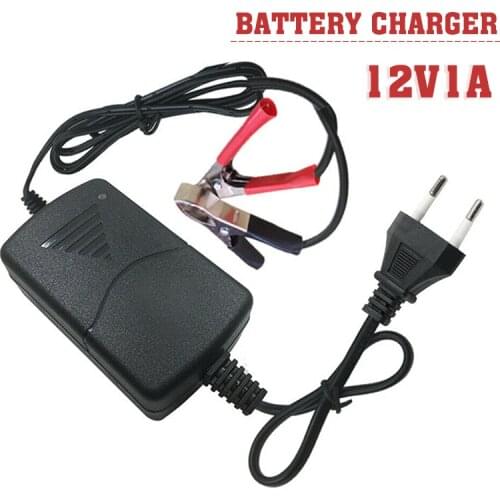 Portable 12V/1A Alligators Clip Battery Charger Maintainer For Car Boat Motorcycle Universal Battery Charger Accessories EU Plug