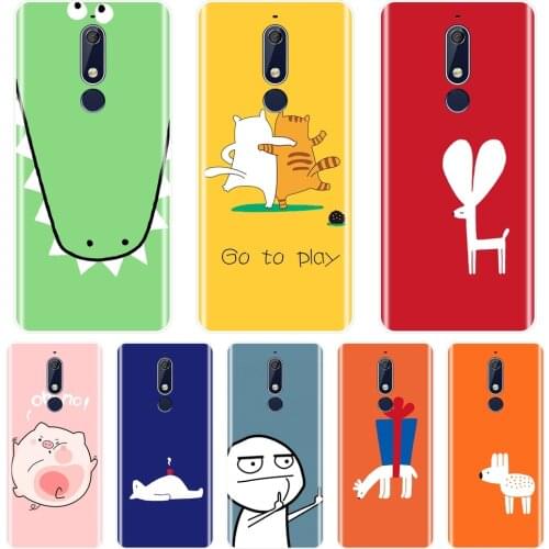 Pink Pig Yellow Cat Deer Soft Back Cover For Nokia 2.1 3.1 5.1 6.1 7.1 Phone Case Silicone For Nokia 2.1 3.1 5.1 6.1 7.1 Plus