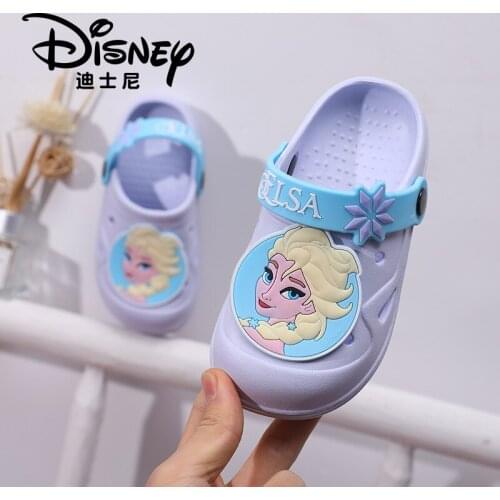 New Disney Girls Sandals Kids 2021 Summer Frozen Hole Shoes Non-slip Home Elsa Cartoon Beach Sandals For Boys Slippers