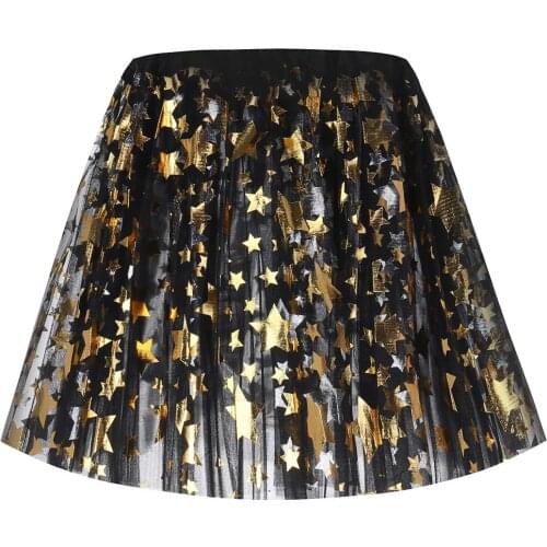 Stylish Bar Star Print Multilayer Short Skirts Women Adult Fancy Ballet Dancewear Tutu Pettiskirt Skirts Dance Fairy Tulle Skirt