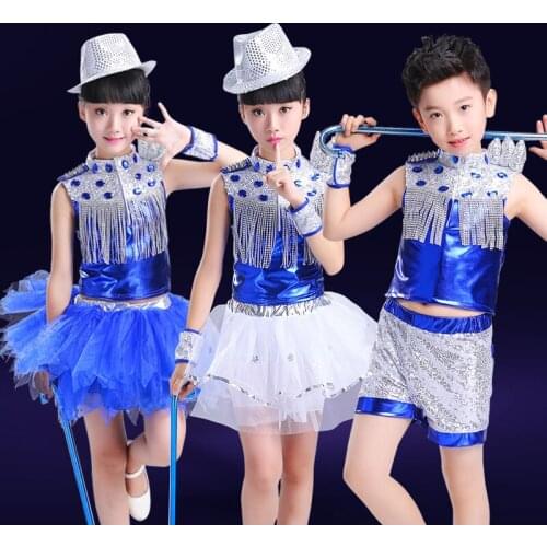 Children Jazz Dance Costume for Stage Boy Girl Hip-hop Dance Clothing Kids Street Dance DJ/DS Dance Dresses Stage Wear 90