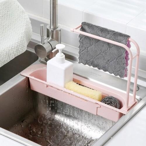 New Telescopic Sink Shelf Gadgets Kitchen Sinks Organizer Soap Sponge Holder Sink Drain Rack Storage Basket Kitchen Accessories